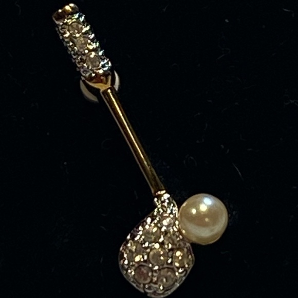 Swarovski Goldtone Crystal Enamel Golf Club Brooch Pin Faux Pearl - Picture 2 of 8